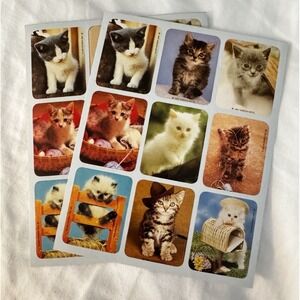 Vtg 80s Stickers Kittens Sheet Gibson Greetings 1989 Cats Feline Photos 17